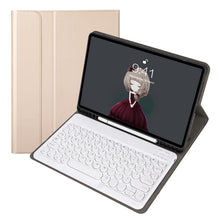 Load image into Gallery viewer, YA11B 2021 Detachable Lambskin Texture Round Keycap Bluetooth Keyboard Leather Case with Pen Slot &amp; Stand, For iPad Pro 11 2021 / Air4 / Air5 / Pro 11