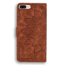 Load image into Gallery viewer, Calf Pattern Diamond Mandala Double Folding Design Embossed Leather Case with Wallet &amp; Holder &amp; Card Slots, For iPhone 7 Plus / 8 Plus