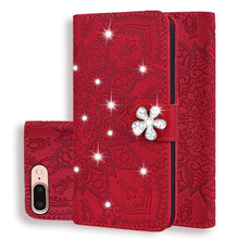 Load image into Gallery viewer, Calf Pattern Diamond Mandala Double Folding Design Embossed Leather Case with Wallet &amp; Holder &amp; Card Slots, For iPhone 7 Plus / 8 Plus
