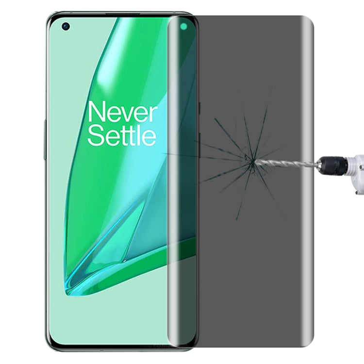 For OnePlus 9 Pro No Fingerprint Unlock 0.3mm 9H Surface Hardness 3D Curved Surface Privacy Glass Film