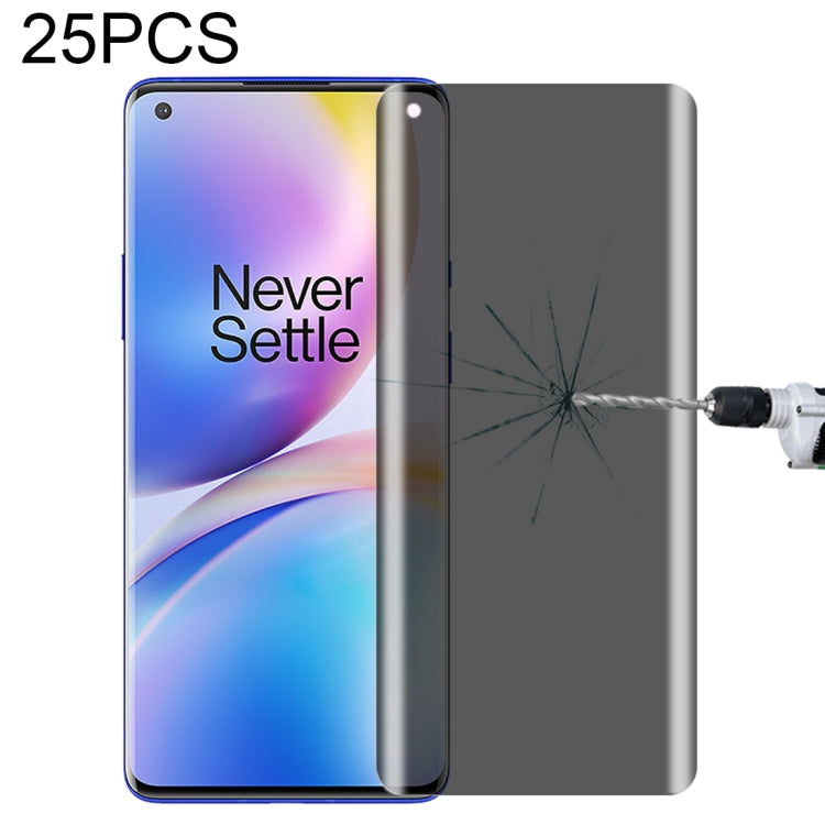 For OnePlus 9 Pro No Fingerprint Unlock 25pcs 0.3mm 9H Surface Hardness 3D Curved Surface Privacy Glass Film