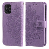 7-petal Flowers Embossing Pattern Horizontal Flip PU Leather Case with Holder & Card Slots & Wallet & Photo Frame, For iPhone 11, For iPhone 11 Pro, For iPhone 11 Pro Max, For iPhone 12 mini, For iPhone 12 / 12 Pro, For iPhone 12 Pro Max