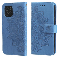 Load image into Gallery viewer, 7-petal Flowers Embossing Pattern Horizontal Flip PU Leather Case with Holder &amp; Card Slots &amp; Wallet &amp; Photo Frame, For iPhone 11, For iPhone 11 Pro, For iPhone 11 Pro Max, For iPhone 12 mini, For iPhone 12 / 12 Pro, For iPhone 12 Pro Max