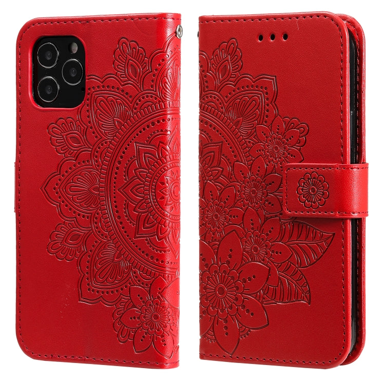 7-petal Flowers Embossing Pattern Horizontal Flip PU Leather Case with Holder & Card Slots & Wallet & Photo Frame, For iPhone 11, For iPhone 11 Pro, For iPhone 11 Pro Max, For iPhone 12 mini, For iPhone 12 / 12 Pro, For iPhone 12 Pro Max