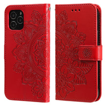 Load image into Gallery viewer, 7-petal Flowers Embossing Pattern Horizontal Flip PU Leather Case with Holder &amp; Card Slots &amp; Wallet &amp; Photo Frame, For iPhone 11, For iPhone 11 Pro, For iPhone 11 Pro Max, For iPhone 12 mini, For iPhone 12 / 12 Pro, For iPhone 12 Pro Max