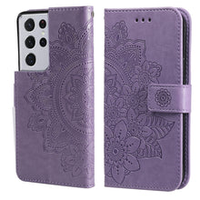 Load image into Gallery viewer, 7-petal Flowers Embossing Pattern Horizontal Flip PU Leather Case with Holder &amp; Card Slots &amp; Wallet &amp; Photo Frame, For Samsung Galaxy S21 Ultra 5G, For Samsung Galaxy S21 5G, For Samsung Galaxy S21 FE, For Samsung Galaxy S21+ 5G, For Samsung Galaxy A02...