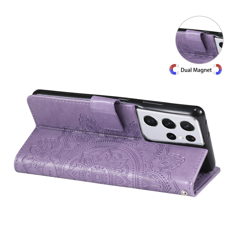 7-petal Flowers Embossing Pattern Horizontal Flip PU Leather Case with Holder & Card Slots & Wallet & Photo Frame, For Samsung Galaxy S21 Ultra 5G, For Samsung Galaxy S21 5G, For Samsung Galaxy S21 FE, For Samsung Galaxy S21+ 5G, For Samsung Galaxy A02...