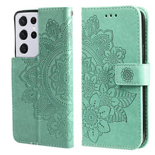Load image into Gallery viewer, 7-petal Flowers Embossing Pattern Horizontal Flip PU Leather Case with Holder &amp; Card Slots &amp; Wallet &amp; Photo Frame, For Samsung Galaxy S21 Ultra 5G, For Samsung Galaxy S21 5G, For Samsung Galaxy S21 FE, For Samsung Galaxy S21+ 5G, For Samsung Galaxy A02...