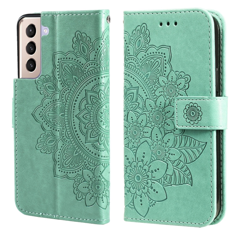 7-petal Flowers Embossing Pattern Horizontal Flip PU Leather Case with Holder & Card Slots & Wallet & Photo Frame, For Samsung Galaxy S21 Ultra 5G, For Samsung Galaxy S21 5G, For Samsung Galaxy S21 FE, For Samsung Galaxy S21+ 5G, For Samsung Galaxy A02...