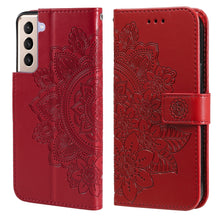 Load image into Gallery viewer, 7-petal Flowers Embossing Pattern Horizontal Flip PU Leather Case with Holder &amp; Card Slots &amp; Wallet &amp; Photo Frame, For Samsung Galaxy S21 Ultra 5G, For Samsung Galaxy S21 5G, For Samsung Galaxy S21 FE, For Samsung Galaxy S21+ 5G, For Samsung Galaxy A02...