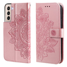 Load image into Gallery viewer, 7-petal Flowers Embossing Pattern Horizontal Flip PU Leather Case with Holder &amp; Card Slots &amp; Wallet &amp; Photo Frame, For Samsung Galaxy S21 Ultra 5G, For Samsung Galaxy S21 5G, For Samsung Galaxy S21 FE, For Samsung Galaxy S21+ 5G, For Samsung Galaxy A02...