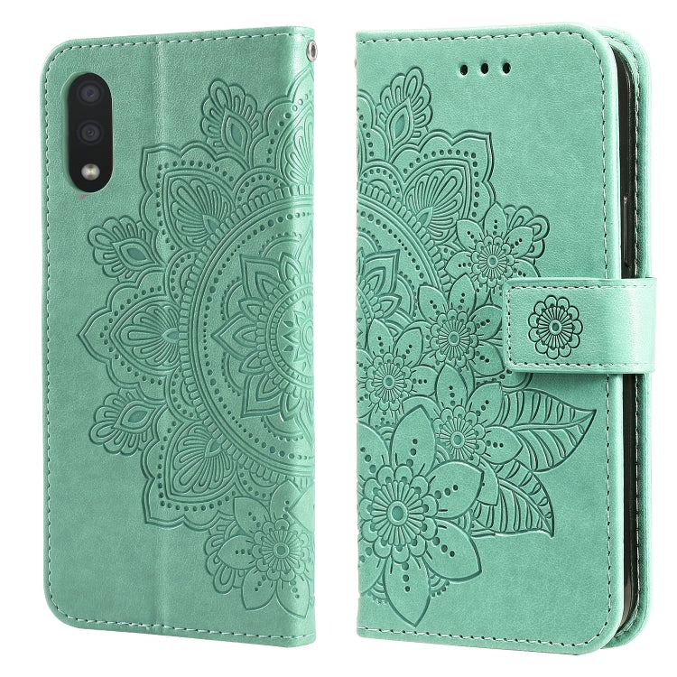 7-petal Flowers Embossing Pattern Horizontal Flip PU Leather Case with Holder & Card Slots & Wallet & Photo Frame, For Samsung Galaxy S21 Ultra 5G, For Samsung Galaxy S21 5G, For Samsung Galaxy S21 FE, For Samsung Galaxy S21+ 5G, For Samsung Galaxy A02...