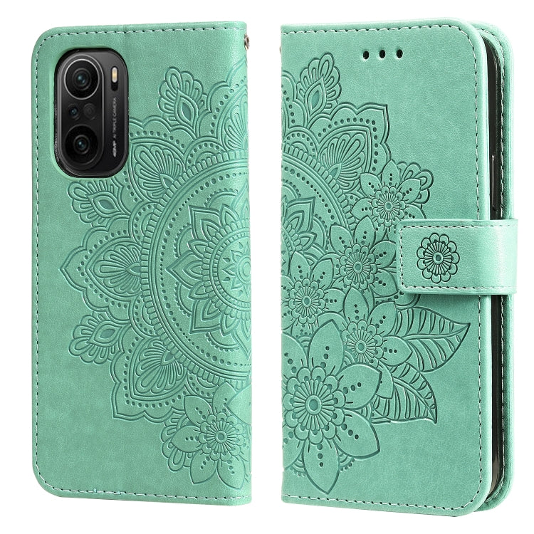 7-petal Flowers Embossing Pattern Horizontal Flip PU Leather Case with Holder & Card Slots & Wallet & Photo Frame, For Xiaomi Redmi 9C, For Xiaomi Redmi 9A, For Xiaomi Redmi K40/K40 Pro/Poco F3/ Mi 11i                                                   ...