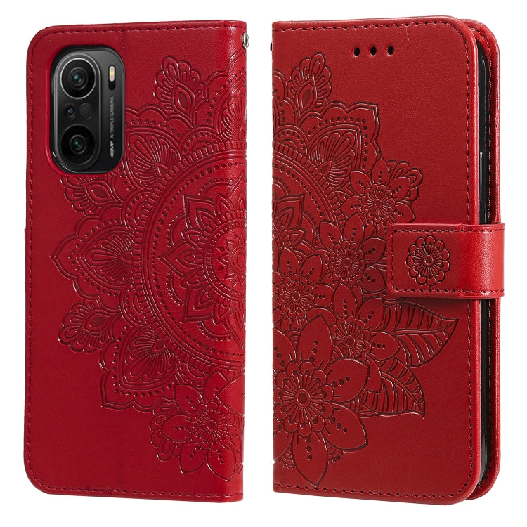 7-petal Flowers Embossing Pattern Horizontal Flip PU Leather Case with Holder & Card Slots & Wallet & Photo Frame, For Xiaomi Redmi 9C, For Xiaomi Redmi 9A, For Xiaomi Redmi K40/K40 Pro/Poco F3/ Mi 11i                                                   ...
