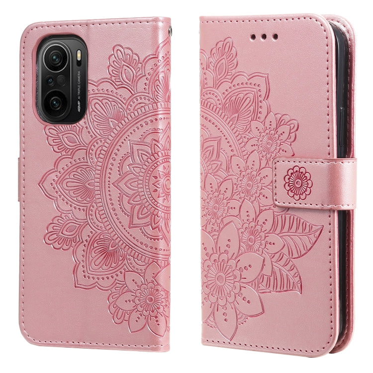 7-petal Flowers Embossing Pattern Horizontal Flip PU Leather Case with Holder & Card Slots & Wallet & Photo Frame, For Xiaomi Redmi 9C, For Xiaomi Redmi 9A, For Xiaomi Redmi K40/K40 Pro/Poco F3/ Mi 11i                                                   ...