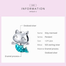 Load image into Gallery viewer, S925 Sterling Silver Cat Mermaid Beads DIY Bracelet Necklace Accessories, Cat Mermaid