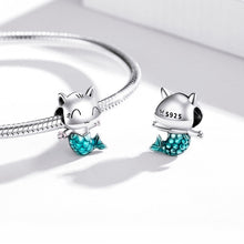 Load image into Gallery viewer, S925 Sterling Silver Cat Mermaid Beads DIY Bracelet Necklace Accessories, Cat Mermaid