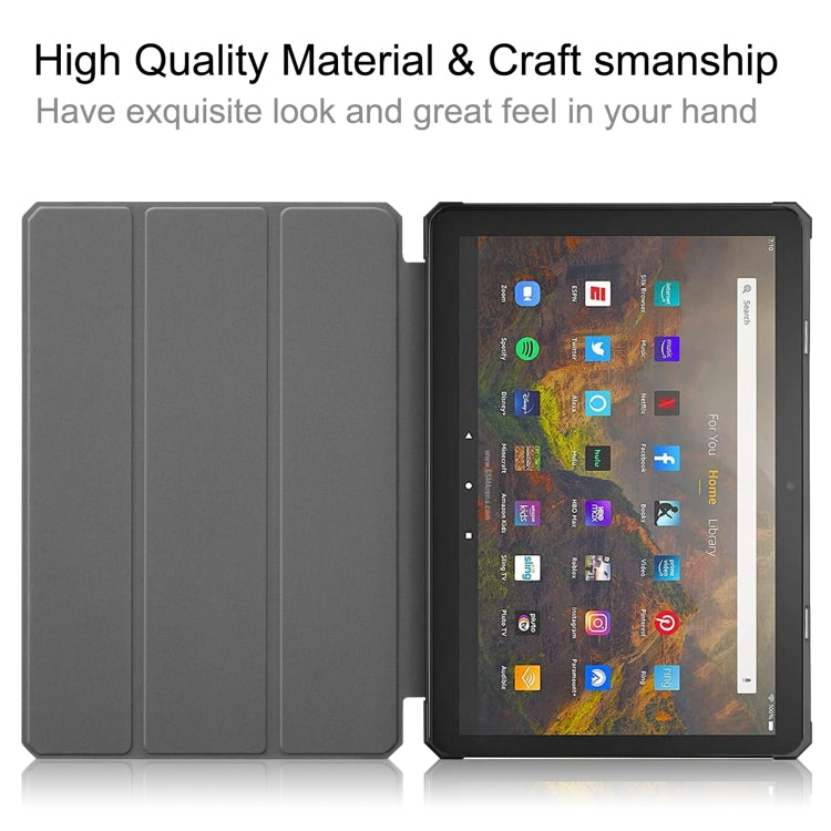 Custer Pattern Pure Color TPU Smart Tablet Holster with Sleep Function & 3-Fold Holder, For Amazon Kindle Fire HD 10 2021
