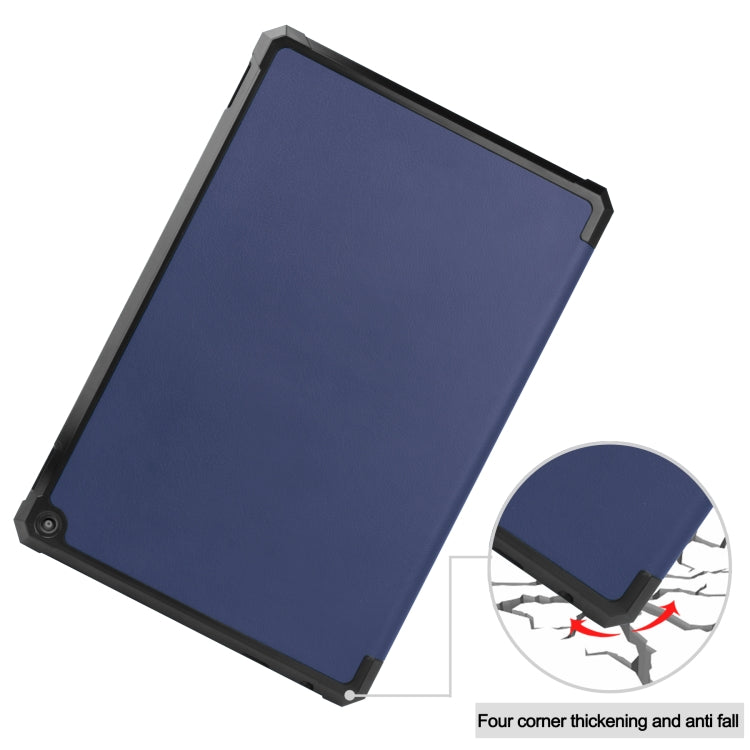 Custer Pattern Pure Color TPU Smart Tablet Holster with Sleep Function & 3-Fold Holder, For Amazon Kindle Fire HD 10 2021