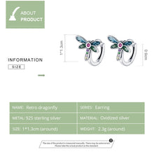 Load image into Gallery viewer, S925 Sterling Silver Vintage Dragonfly Ear Studs Women Earrings, Vintage Dragonfly