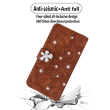 Load image into Gallery viewer, Calf Pattern Diamond Mandala Double Folding Design Embossed Leather Case with Wallet &amp; Holder &amp; Card Slots