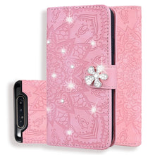 Load image into Gallery viewer, Calf Pattern Diamond Mandala Double Folding Design Embossed Leather Case with Wallet &amp; Holder &amp; Card Slots