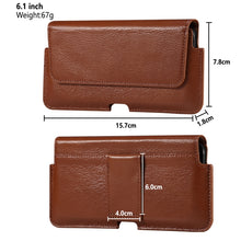 Load image into Gallery viewer, Universal Cow Leather Horizontal Mobile Phone Leather Case Waist Bag For 6.1 inch and Below Phones, For 6.1 inch and Below Phones
