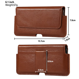 Universal Cow Leather Horizontal Mobile Phone Leather Case Waist Bag For 6.1 inch and Below Phones, For 6.1 inch and Below Phones