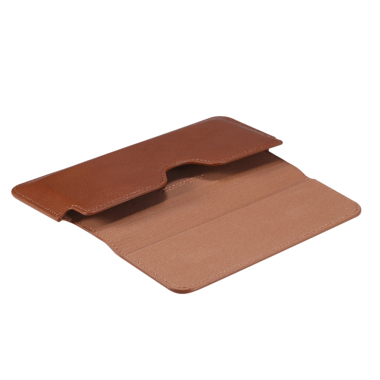 Universal Cow Leather Horizontal Mobile Phone Leather Case Waist Bag For 6.1 inch and Below Phones, For 6.1 inch and Below Phones