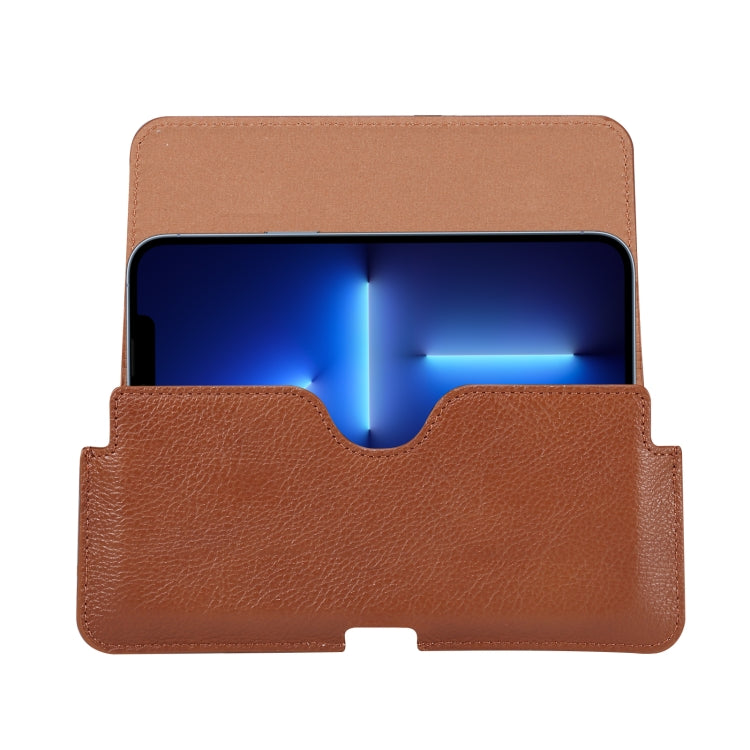 Universal Cow Leather Horizontal Mobile Phone Leather Case Waist Bag For 6.1 inch and Below Phones, For 6.1 inch and Below Phones