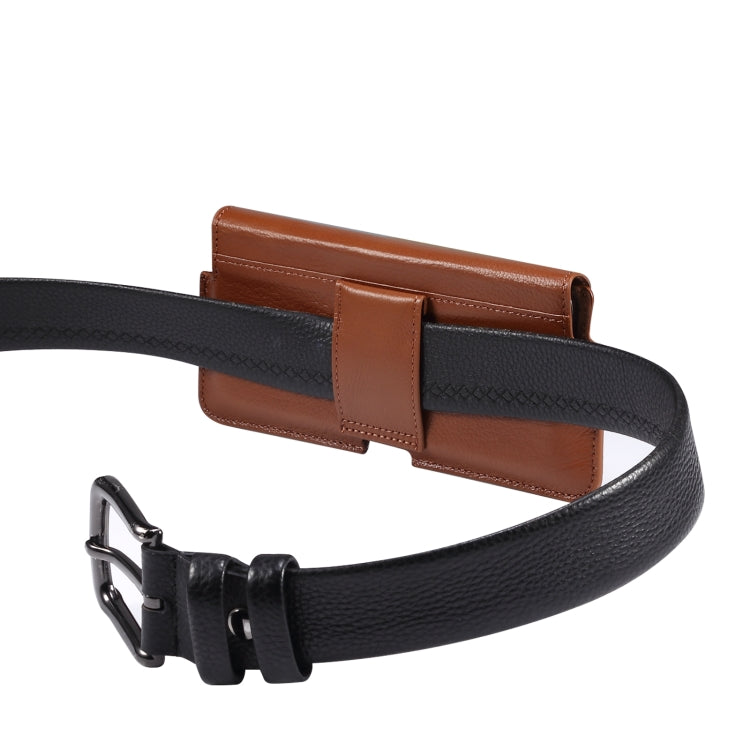 Universal Cow Leather Horizontal Mobile Phone Leather Case Waist Bag For 6.1 inch and Below Phones, For 6.1 inch and Below Phones