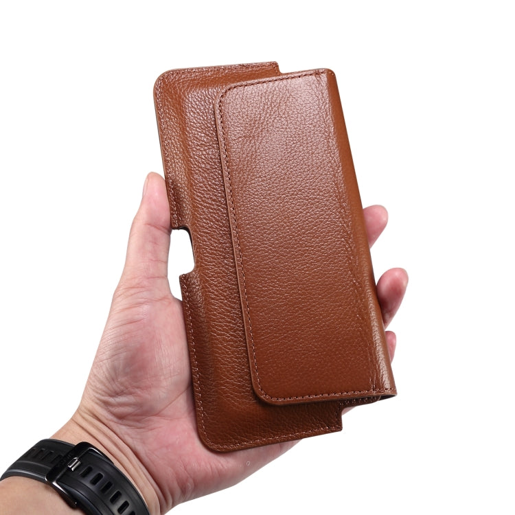 Universal Cow Leather Horizontal Mobile Phone Leather Case Waist Bag For 6.1 inch and Below Phones, For 6.1 inch and Below Phones