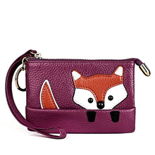 Load image into Gallery viewer, Ladies Sewing Thread Leather Fox Handbags Cute Mini Key Case