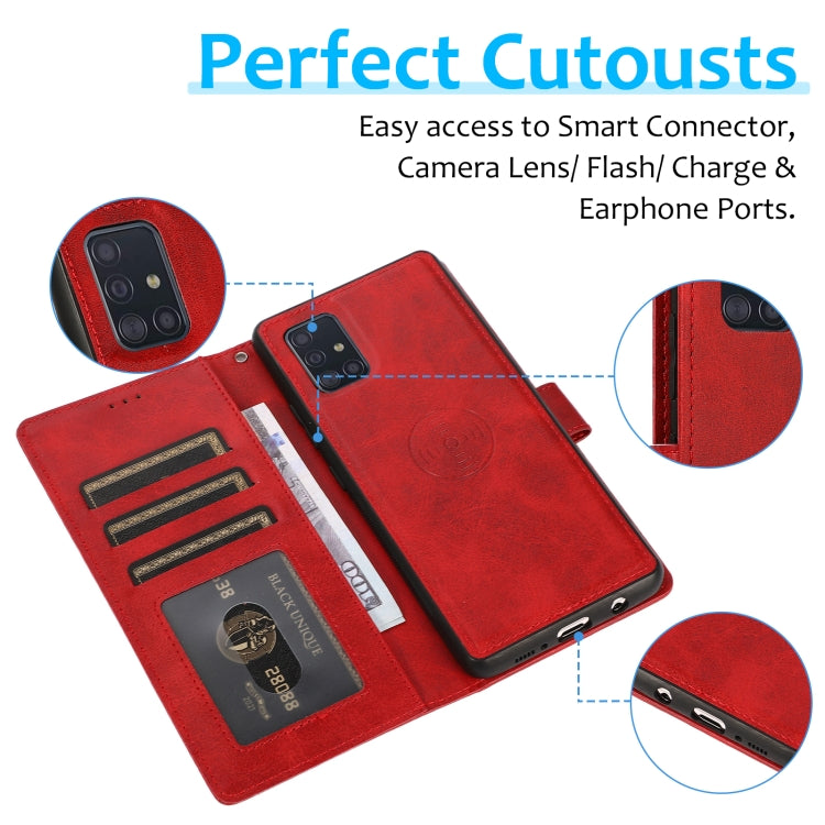 Calf Texture 2 in 1 Detachable Magnetic Back Cover Horizontal Flip Leather Case with Holder & Card Slots & Wallet & Photo Frame, For Samsung Galaxy A51 5G, For Samsung Galaxy A52 5G / 4G, For Samsung Galaxy A70, For Samsung Galaxy A71                  ...