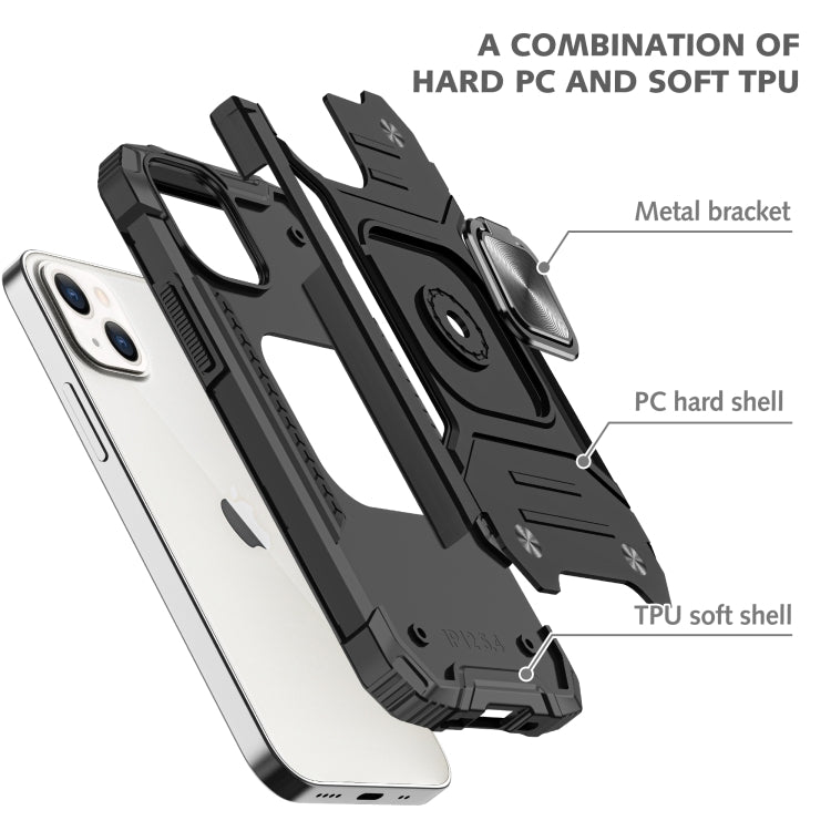 Magnetic Armor Shockproof TPU + PC Case with Metal Ring Holder, For iPhone 13 mini, For iPhone 13, For iPhone 13 Pro, For iPhone 13 Pro Max