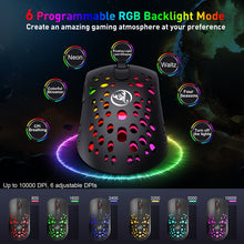 Load image into Gallery viewer, HXSJ T100 10000 DPI RGB Macro Definition Wired Wireless Dual-mode Mouse