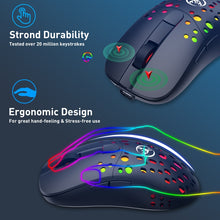 Load image into Gallery viewer, HXSJ T100 10000 DPI RGB Macro Definition Wired Wireless Dual-mode Mouse