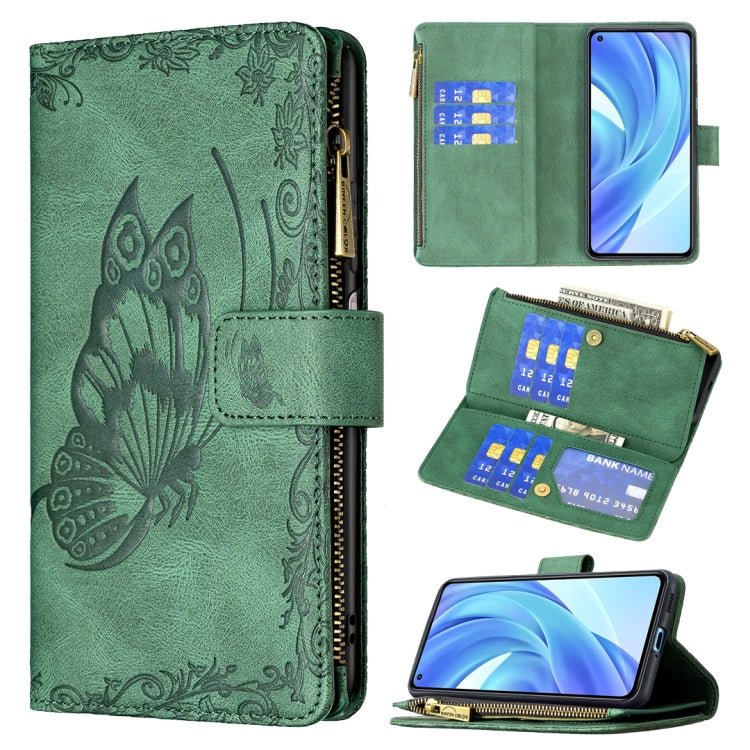 Flying Butterfly Embossing Pattern Zipper Horizontal Flip Leather Case with Holder & Card Slots & Wallet, For Samsung Galaxy A03s 164mm, For Xiaomi Mi 11 Lite, For Xiaomi Poco M3 Pro / Redmi Note 10 5G
