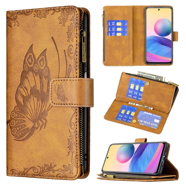 Flying Butterfly Embossing Pattern Zipper Horizontal Flip Leather Case with Holder & Card Slots & Wallet, For Samsung Galaxy A03s 164mm, For Xiaomi Mi 11 Lite, For Xiaomi Poco M3 Pro / Redmi Note 10 5G