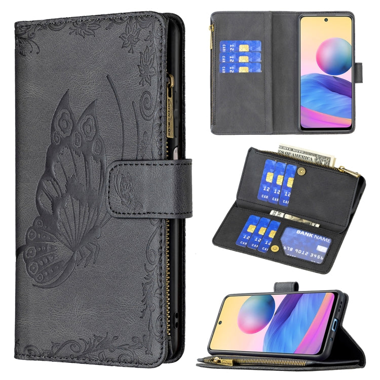 Flying Butterfly Embossing Pattern Zipper Horizontal Flip Leather Case with Holder & Card Slots & Wallet, For Samsung Galaxy A03s 164mm, For Xiaomi Mi 11 Lite, For Xiaomi Poco M3 Pro / Redmi Note 10 5G