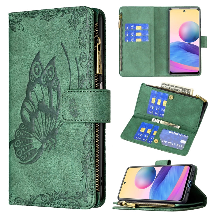 Flying Butterfly Embossing Pattern Zipper Horizontal Flip Leather Case with Holder & Card Slots & Wallet, For Samsung Galaxy A03s 164mm, For Xiaomi Mi 11 Lite, For Xiaomi Poco M3 Pro / Redmi Note 10 5G