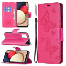 Load image into Gallery viewer, Embossing Two Butterflies Pattern Horizontal Flip PU Leather Case with Holder &amp; Card Slot &amp; Wallet &amp; Lanyard, For Samsung Galaxy A03s 164mm, For Xiaomi Mi 11 Lite, For Xiaomi Poco M3 Pro / Redmi Note 10 5G