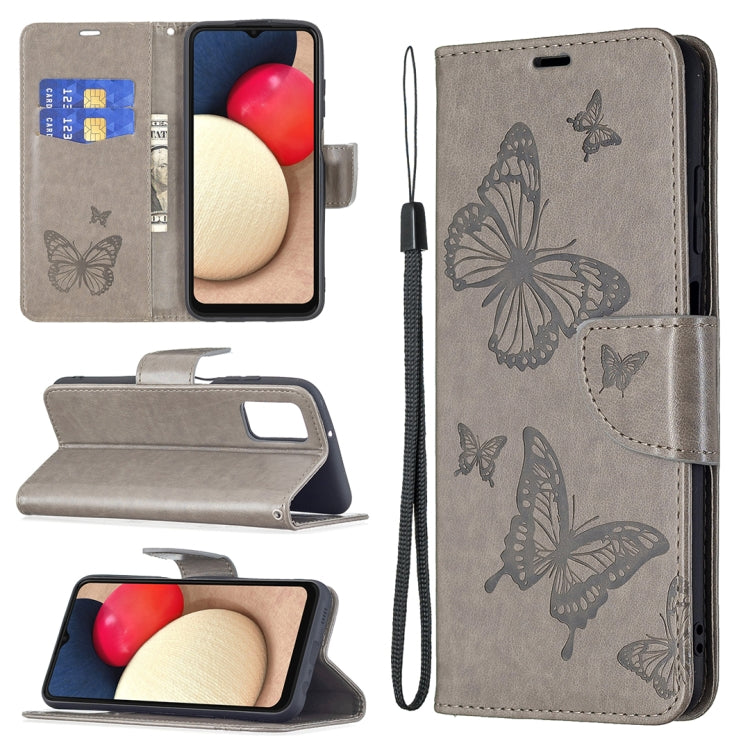 Embossing Two Butterflies Pattern Horizontal Flip PU Leather Case with Holder & Card Slot & Wallet & Lanyard, For Samsung Galaxy A03s 164mm, For Xiaomi Mi 11 Lite, For Xiaomi Poco M3 Pro / Redmi Note 10 5G