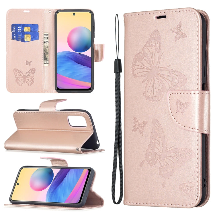 Embossing Two Butterflies Pattern Horizontal Flip PU Leather Case with Holder & Card Slot & Wallet & Lanyard, For Samsung Galaxy A03s 164mm, For Xiaomi Mi 11 Lite, For Xiaomi Poco M3 Pro / Redmi Note 10 5G