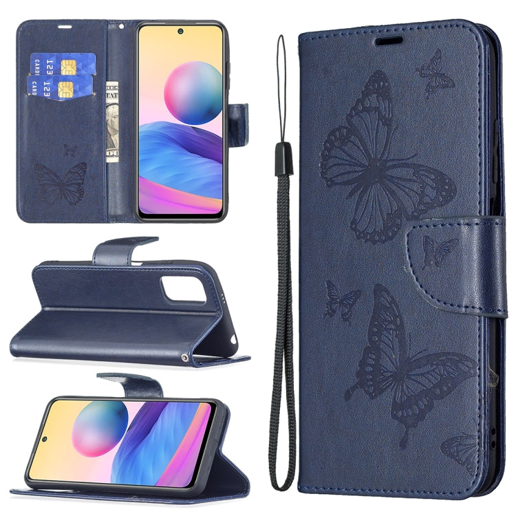Embossing Two Butterflies Pattern Horizontal Flip PU Leather Case with Holder & Card Slot & Wallet & Lanyard, For Samsung Galaxy A03s 164mm, For Xiaomi Mi 11 Lite, For Xiaomi Poco M3 Pro / Redmi Note 10 5G