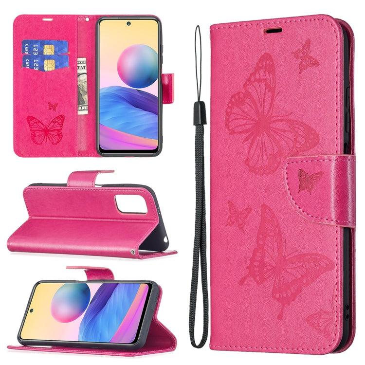 Embossing Two Butterflies Pattern Horizontal Flip PU Leather Case with Holder & Card Slot & Wallet & Lanyard, For Samsung Galaxy A03s 164mm, For Xiaomi Mi 11 Lite, For Xiaomi Poco M3 Pro / Redmi Note 10 5G