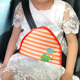 Car Child Seat Belt Adjusting and Fixing Device Buttons Seat Belt Anti-strangulation Shoulder Cover, Cotton Fabric Pink Stripes, Cotton Fabric Green Stripes, Mesh Fabric Lion, Flannel Fabric Ladybug