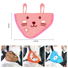 Load image into Gallery viewer, Car Child Seat Belt Adjusting and Fixing Device Buttons Seat Belt Anti-strangulation Shoulder Cover, Cotton Fabric Pink Stripes, Cotton Fabric Green Stripes, Mesh Fabric Rabbit, Mesh Fabric Fox, Mesh Fabric Lion, Mesh Fabric Polar Bear                 ...