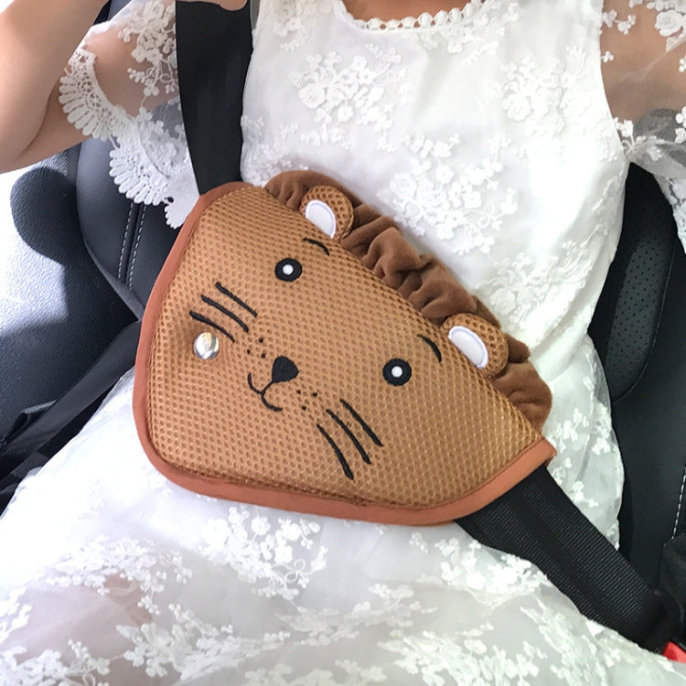 Car Child Seat Belt Adjusting and Fixing Device Buttons Seat Belt Anti-strangulation Shoulder Cover, Cotton Fabric Pink Stripes, Cotton Fabric Green Stripes, Mesh Fabric Rabbit, Mesh Fabric Fox, Mesh Fabric Lion, Mesh Fabric Polar Bear                 ...