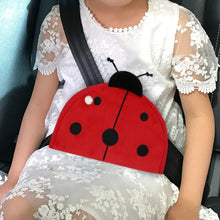 Load image into Gallery viewer, Car Child Seat Belt Adjusting and Fixing Device Buttons Seat Belt Anti-strangulation Shoulder Cover, Cotton Fabric Pink Stripes, Cotton Fabric Green Stripes, Mesh Fabric Rabbit, Mesh Fabric Fox, Mesh Fabric Lion, Mesh Fabric Polar Bear                 ...